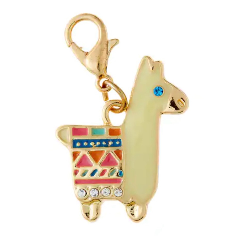 Gold Llama Charm with Multicolor Accents